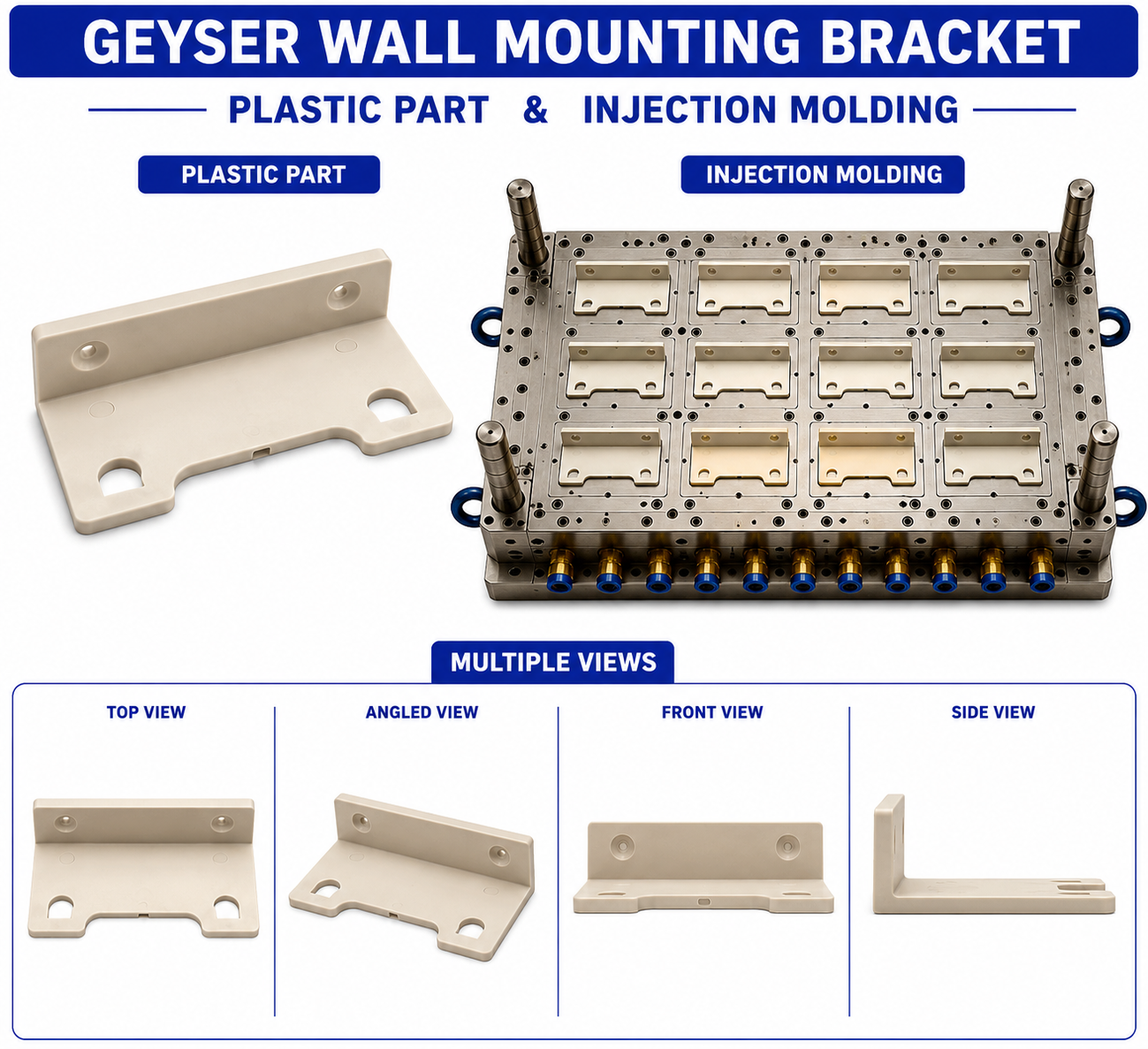 Geyser Plastic Wall Mounting Bracket Mould and Moulding Service